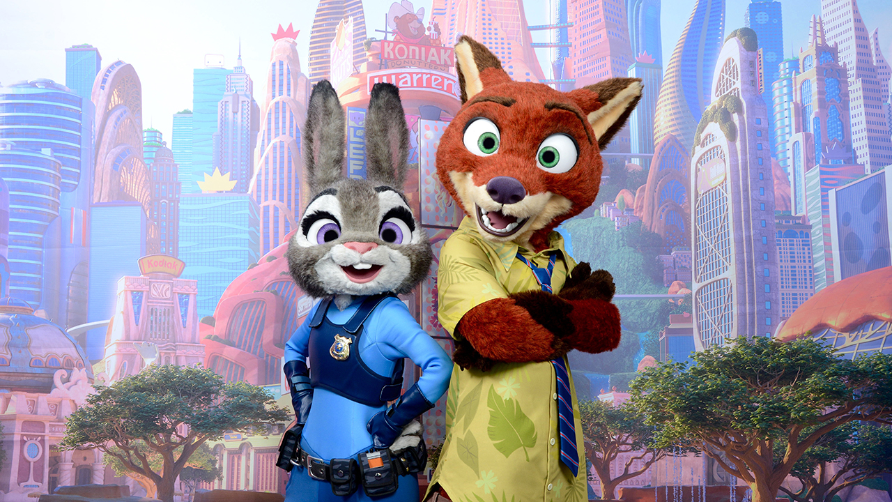 Personagens de Zootopia na nova área da Disney